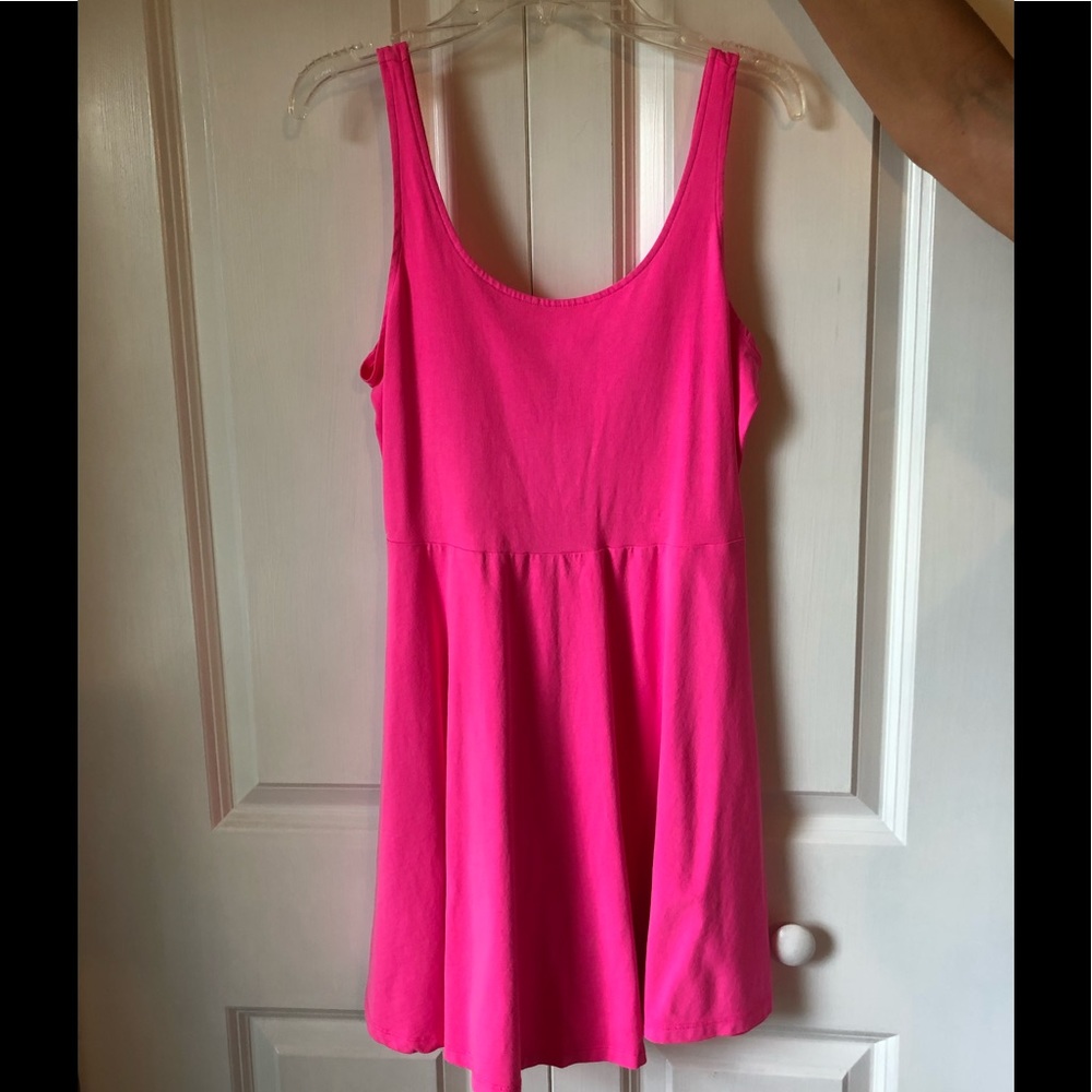 Hot pink “PINK” skater dress